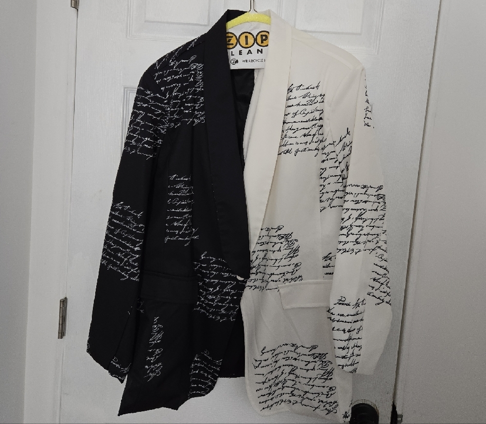 Black and White Script Blazer
